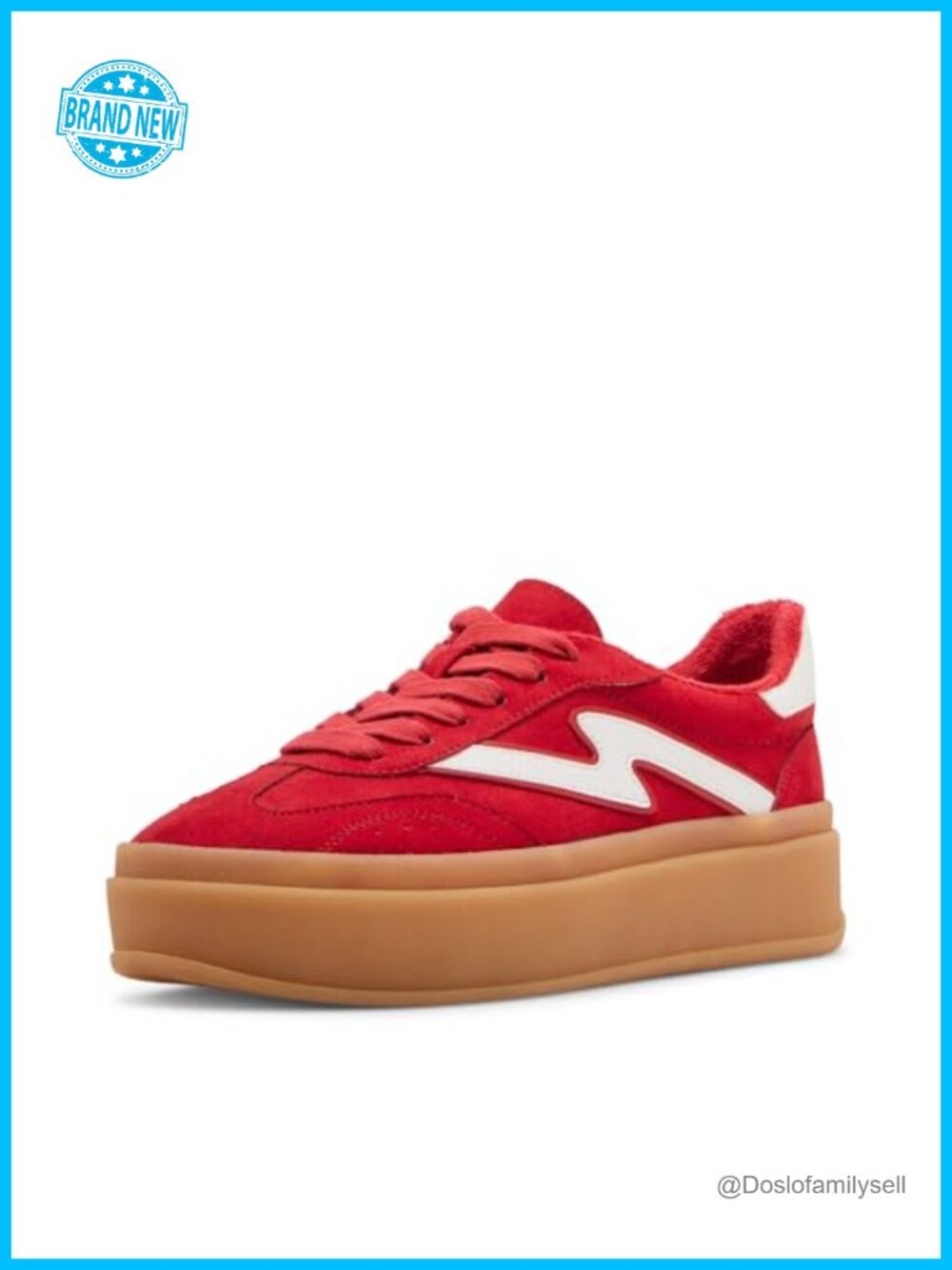 Platform Sneakers Lace-Up Casual Contrast Detail 2.5" Heel